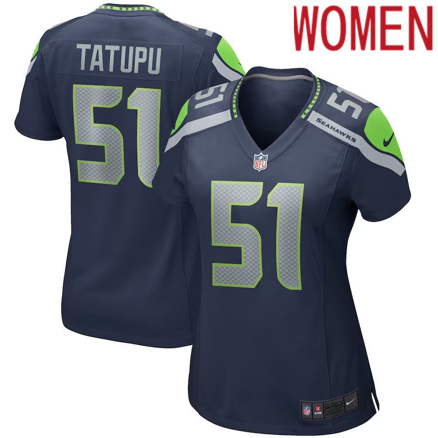 Women Seattle Seahawks 51 Lofa Tatupu Nike College Navy Game Retired Player NFL Jersey